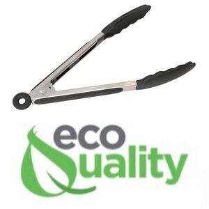 ECO QUALITY - NWT Set of 4 Stainless Steel Kitchen Tongs. 8” w/Silicone Tips